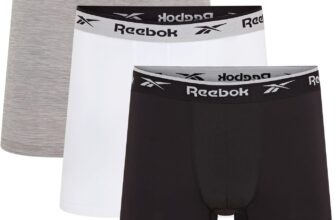 Reebok Ainslie Boxers for Men Pack of 3 Mens Sports Trunks, Breathable & Stretchable Underwear for Men Multipack Boxer Shorts, Black/White/Grey Marl