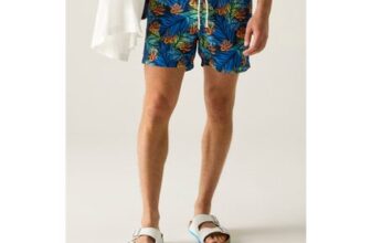 Regatta Navy Tropical Leaf Loras UPF 50 Swim Shorts