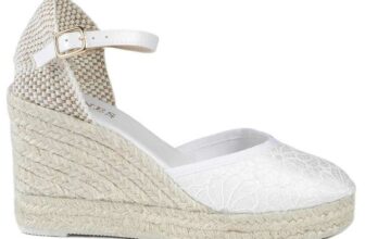 Reign Leather Wedge Espadrilles – White Floral – Free C&C