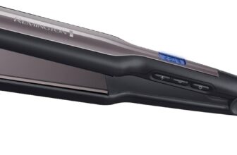 Remington Hair Straightener Advanced Ceramic coating for Sleek & smooth glide, Wide longer length 110mm floating plates, Digital display, Heat proof pouch, Up to 230C, S5525 Black Grey