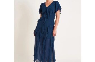 Renata Ruffle Maxi Dress Blue – Size 8 Only