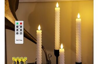 Rhytsing 4-Pack Flameless Twist Taper Candles with Timer, Remote