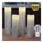 Rhytsing 4-Pack Silver Battery-Operated LED Candles, with Timer