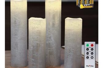 Rhytsing 4-Pack Silver Battery-Operated LED Candles, with Timer