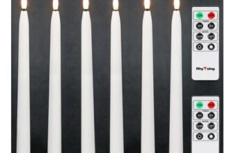 Rhytsing 6 White Flameless Taper Candles with Timer, 28 Cm