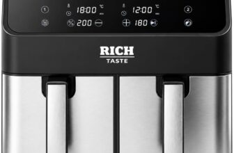 Rich Taste 9L Dual Basket Air Fryer, 10 in 1 Cooking Functions, 2800W Energy Saver, Digital Touch Display, Independent Controls, Adjustable Temperature and Timer, Large Capacity, Oil-Free Cooking