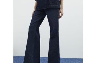 River Island Womens Wide Leg Jeans Blue Elasticated Waist Trousers