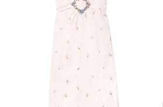 Rixo Carey Embroidered Linen Dress – Meadow Embroidery Ivory – Size 12-24