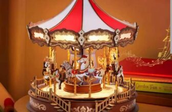 Robotime 3D Wooden Puzzle Carousel Music Box With LED Lights with code – Robotime Global Store