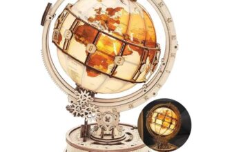 Robotime ROKR Luminous Globe 3D Wooden Puzzle Building Toys 20.3×16.7×29.3cm 1PC,Home decoration – Outlet
