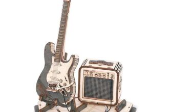 Robotime Rolife Electric Guitar 3D Wooden Puzzle Building Toys 17×10.5x22cm 1PC,Home decoration, bookshelf decoration – Outlet