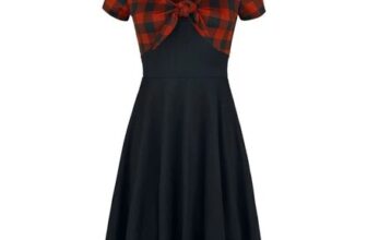 Rock Rebel Tie-Front Dress with Checked Pattern Mini Dress Black-Red