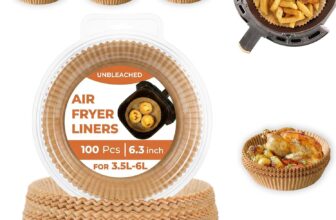 Roe Tenpo Air Fryer Liners, 100Pcs Disposable Baking Parchment Paper, Non-Stick & Greaseproof, Air Fryer Accessories for Ninja AF100UK, COSORI, Tower Air Fryer