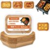 Roe Tenpo Air Fryer Liners, 100Pcs Disposable Baking Parchment Paper, Non-Stick & Greaseproof, Air Fryer Accessories for Ninja AF300UK AF400UK, Salter, Tower and Other Dual Zone Air Fryer