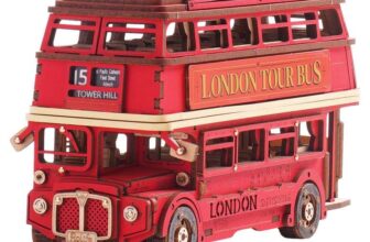 Rolife 3D Puzzle – London Tour Bus Wooden Puzzles, Creative Craft Construction Model Kits for Adults – 255 Pieces – Sold By ROBUD/FBA