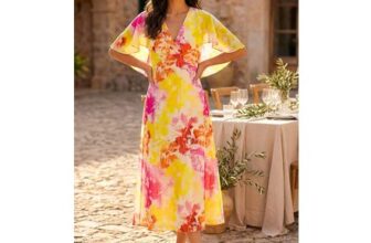 Roman Abstract Printed Cape Dress