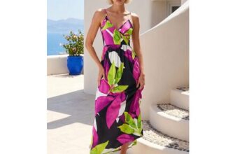 Roman Leaf Print Wrap Front Dress