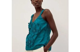 Rosalie Sleeveless Floral Embellished Top Teal