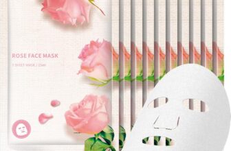Rose Face Masks Skincare, 10 Pcs Sheet Mask, Face Masks Beauty with Vegan Plant Extracts, Hydrating, Moisturizing, Even Skin Tone