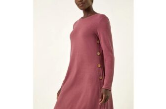 Rose Side Button Detail Swing Dress