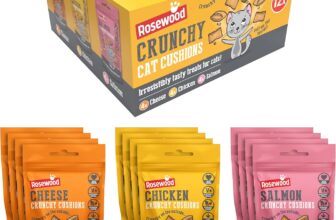 Rosewood Daily Eats Crunchy Cushions Variety Box – Chicken, Cheese, and Salmon Treats for Cats, Tasty Cat Treats with Taurine, Added Vitamins and Minerals, Small Bite Sized Cat Snacks (12pc, 720g Box)