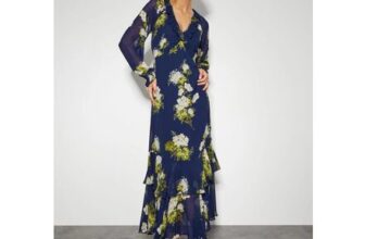 Rowena Floral Ruffle Dress Blue – Size 8 Only