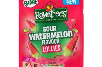 Rowntrees Lollies Sour Watermelon Flavour Sweets Sharing Bag 130g (95p/85p S&S)