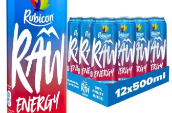 Rubicon RAW 12 Pack Raspberry & Blueberry 500ml Energy Drink – S&S £8.95