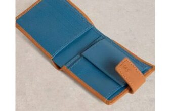 Rufus Leather Wallet in TAN /BLUE