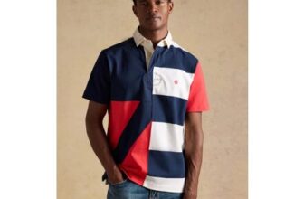 Rugby Club White & Navy Short Sleeve Polo Shirt – S and M