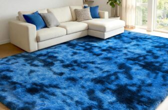 Rugs Living Room – 120x180cm Navy Blue Large Rug for Living Room – Ultra Soft Fluffy Shaggy Rugs for Bedroom, Indoor Nursery Carpets for Kids Room Home Decor, Non Shedding, Anti-Slip Backing