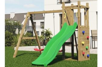 Rumble Ridge Rock Wall Playfort with Double Swing