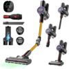 S9 Cordless Vacuum Cleaner, 45000Pa/500W/45Min Stick Vacuum with Flexible Wand Design, Wall-mounted Charging, Green LED, Lightweight Vacuum for Hardwood Floor Carpet Car Pet Hair, Golden