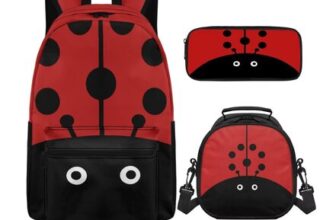SEANATIVE Ladybug 3-Piece Girls School Backpack Set with Lunch Box