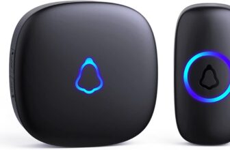 SECRUI Wireless Doorbell, Plug in Waterproof Battery Operated Cordless Doorbell Operating at 1,000 Feet Long Range with 58 Chimes 5 Volume Levels LED Light Easy Install for Home, School, Office,Black
