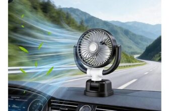 SGZIOO USB Car Fan, 360 Rotatable, 3-Speed, Folding