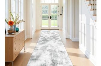 SHACOS Hallway Runner Rug, Non-Slip, Boho, Light Grey, 80x300cm