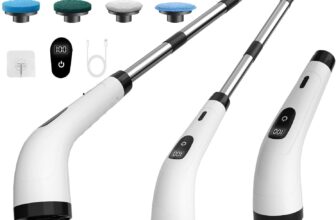 SINZUX Electric Spin Scrubber, Electric Cleaning Brush with 8 Replaceable Brush Heads, Electric Scrubbing Brush with LED Display and Adjustable Extension Handle for Bathroom Kitchen Car