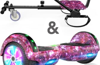 SISIGAD Hoverboard go Kart Seat, 6.5 Inches Hoverboard Hoverkart with LED Lights and Bluetooth Speaker, Hoverboard Go Kart Bundle for Kids Boys Girls