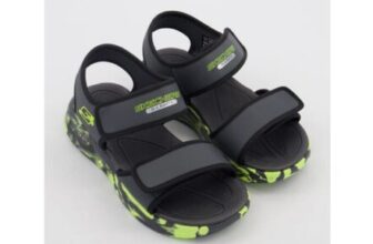 SKECHERS Grey & Green Sola Glow Sandals