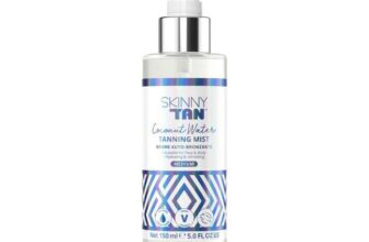 SKIN & TAN Clear Coconut Water Self Tanning Mist – 150ml No Rinse, Transfer-Free, Transparent Tan for Natural Looking Glow