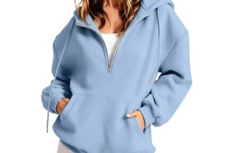 SLNLUYK Womens Oversized Zip Hoodie with Pockets, Sky Blue