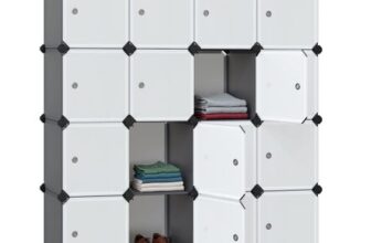 SONGMICS 16-Cube Storage Unit, Shoe Rack, Stackable Cubes,