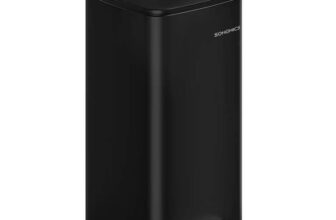 SONGMICS 30L Kitchen Pedal Bin Soft-Close Lid, Removable Inner Bucket, Black