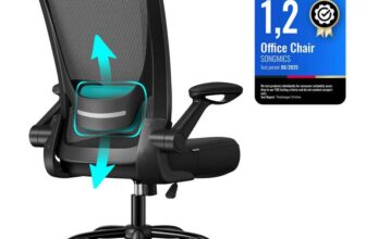 SONGMICS Ergonomic Office Desk Chair with Mesh Back, Adjustable Lumbar Support Cushion, Rocking Function