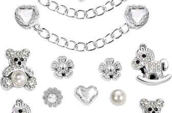 SSKHE Shoe Charms for Shoe Decoration Charms, Metal Bling Crystal Diamond Clog Decoration, Shining Rhinestone Flower Heart Bear DIY Shoe Accessories for Women Girls Party Birthday Christmas