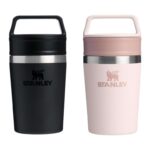 STANLEY 1913 Cafe to-Go Travel Mug 0.23L In Black Or Rose Keeps 3 Hours Hot 4 Hours Cold Easy-Carry Handle – Insulated Coffee Cup