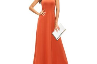 STYLEWORD Floral Print Sleeveless Off-Shoulder Maxi Dress Orange Red XXL