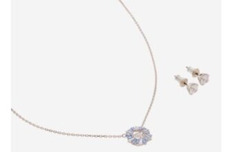 SWAROVSKI Silver Tone & Blue Crystal Embellished Jewellery Set
