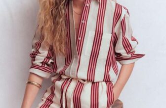 Sadie Relaxed Linen Shirt Ivory, Brown, Pink Stripe